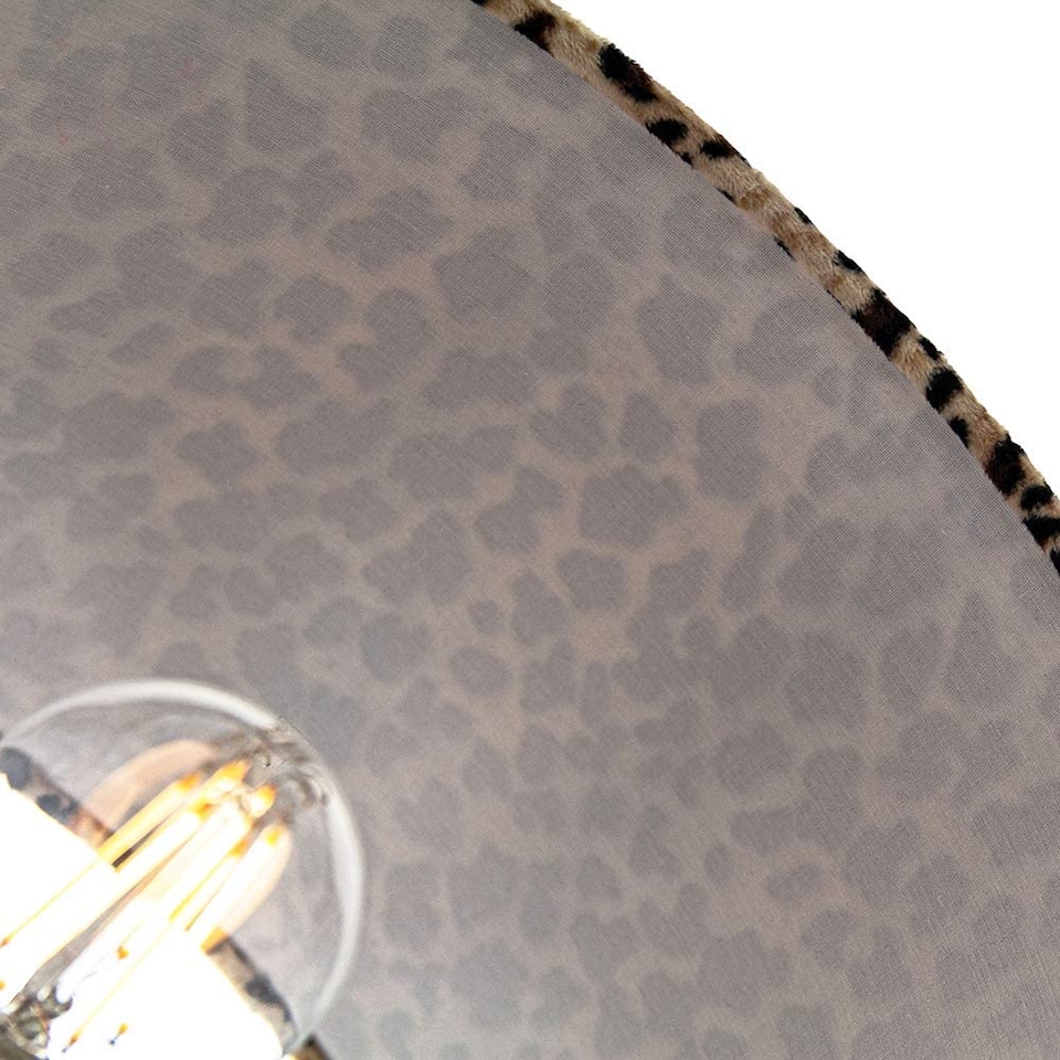 image 1 of Modern and Distinctive Leopard Print Table-Pendant Lamp Shade in Soft Velvet | Black