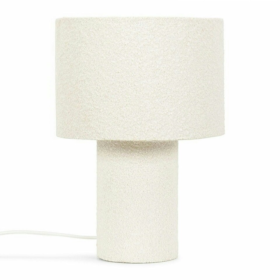 image 1 of ValueLights Ash Natural Cream Boucle Table Lamp with a Drum Shade