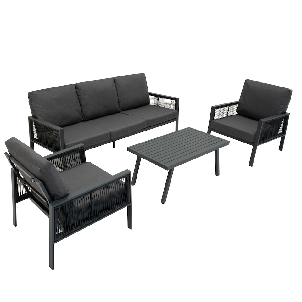 image 1 of Aluminium 4 Piece Sofa Set - Anthracite Grey