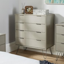 Chest of 4 Drawers Clothing Cabinet Storage Organiser Bedroom Furniture | Grey