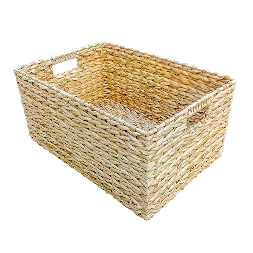 image 1 of Small Rectangular Water Hyacinth Storage Basket | Brown | Brown | S