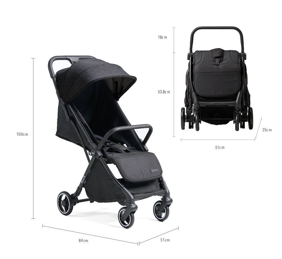 image 1 of Allis Baby Flick Auto-Fold Stroller - Lightweight Foldable Pushchair - For Newborns to up to 22kg | Black | Black | One Size | 1