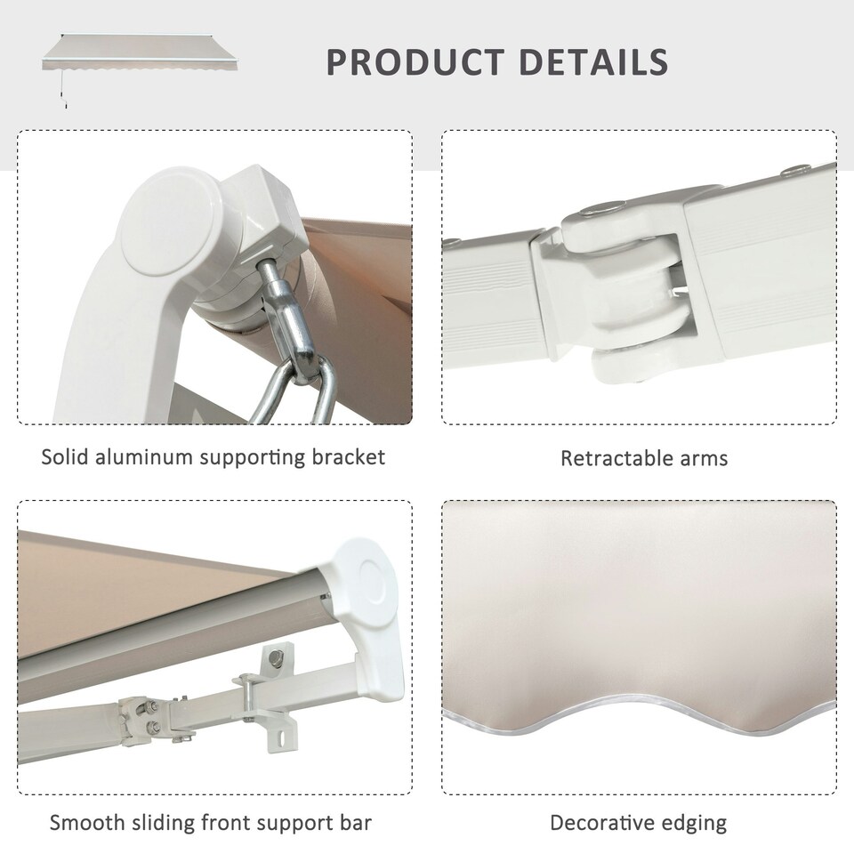 image 1 of Outsunny Garden Door Awning Retractable Canopy Electric Patio Shelter 3M