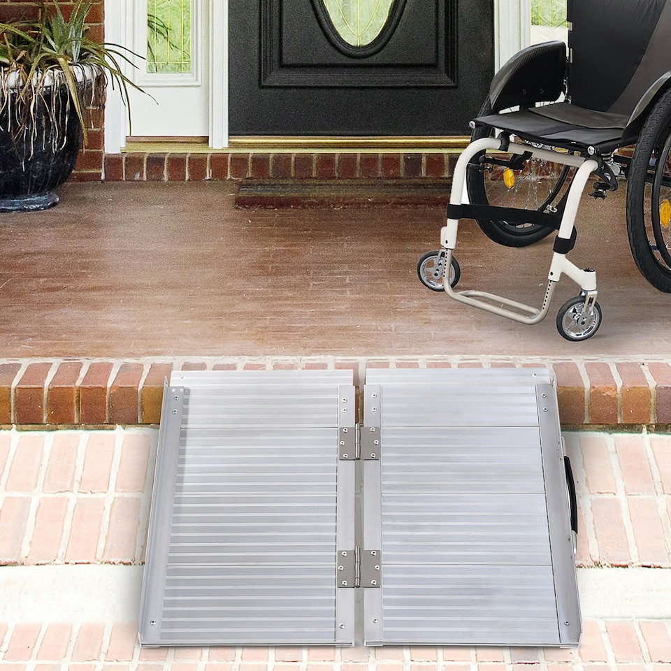 image 1 of HOMCOM 2ft Aluminium Folding Wheelchair Ramp Equipment Mobility Suitcase