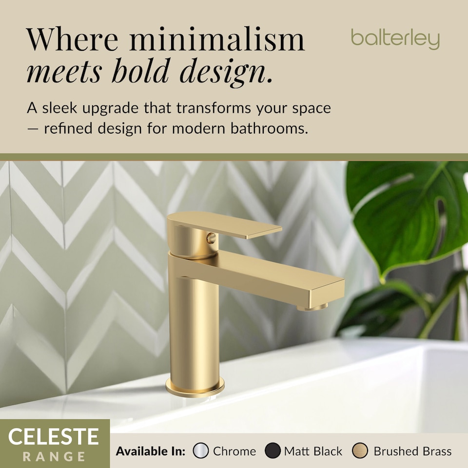 image 1 of Square Mono Basin Mixer Tap Push Button Waste Brushed Brass | Copper | Brushed Brass | 1