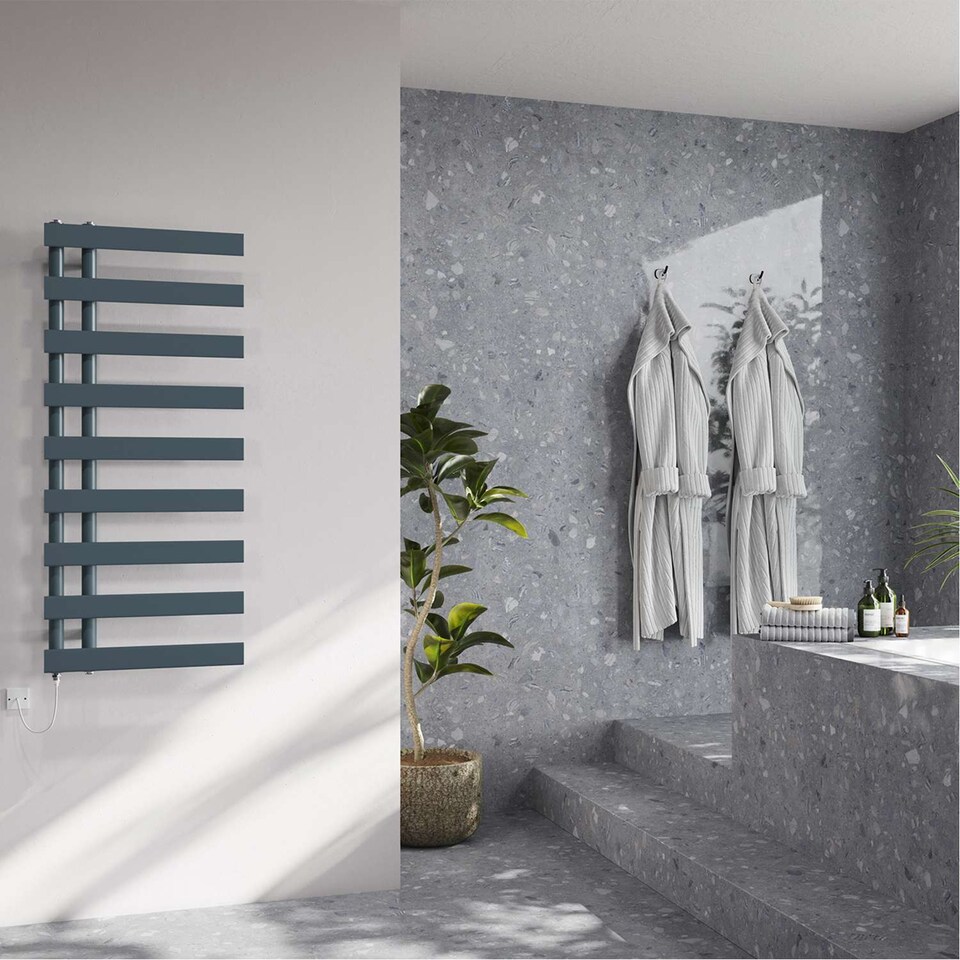 image 1 of Agar - Anthracite Electric Towel Rail H1156mm x W500mm 500w Standard