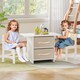 image 10 of COSTWAY Toddler Wooden Activity Table & 2 Chairs Set Cream