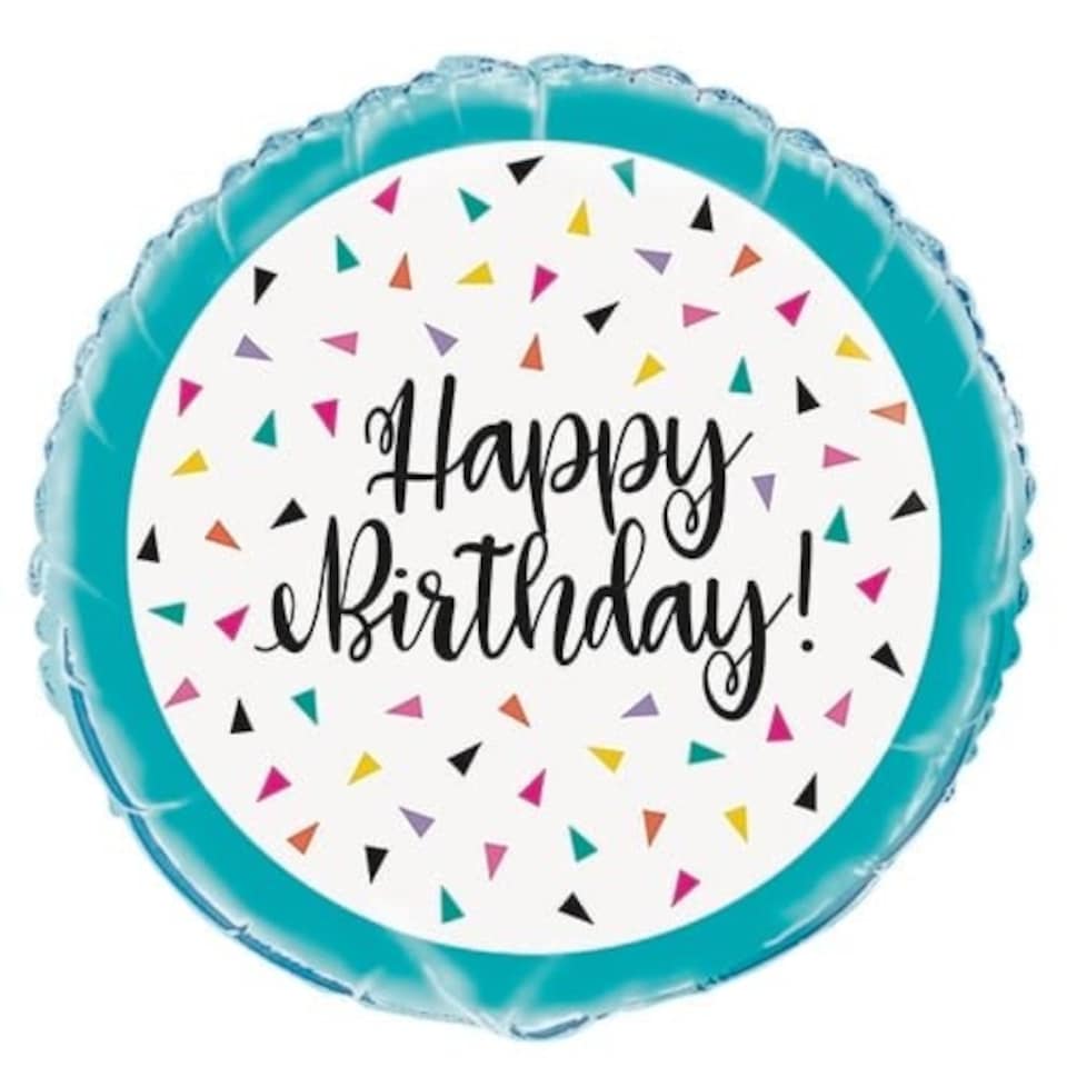 image 1 of Triangle Confetti Birthday Round Foil Helium Balloon 46cm / 18 in