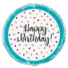 Triangle Confetti Birthday Round Foil Helium Balloon 46cm / 18 in
