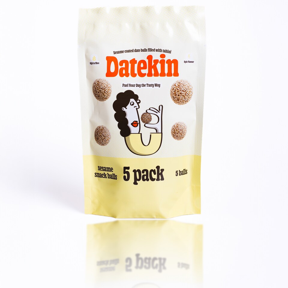 image 1 of Datekin Sesame Coated Date Balls Filled with Tahini (5 x 18g Pack)