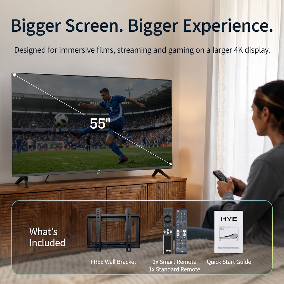 image 1 of HYE 55" Inch 4K QLED Tizen OS WiFi Frameless Smart TV - 55QLEDS2008