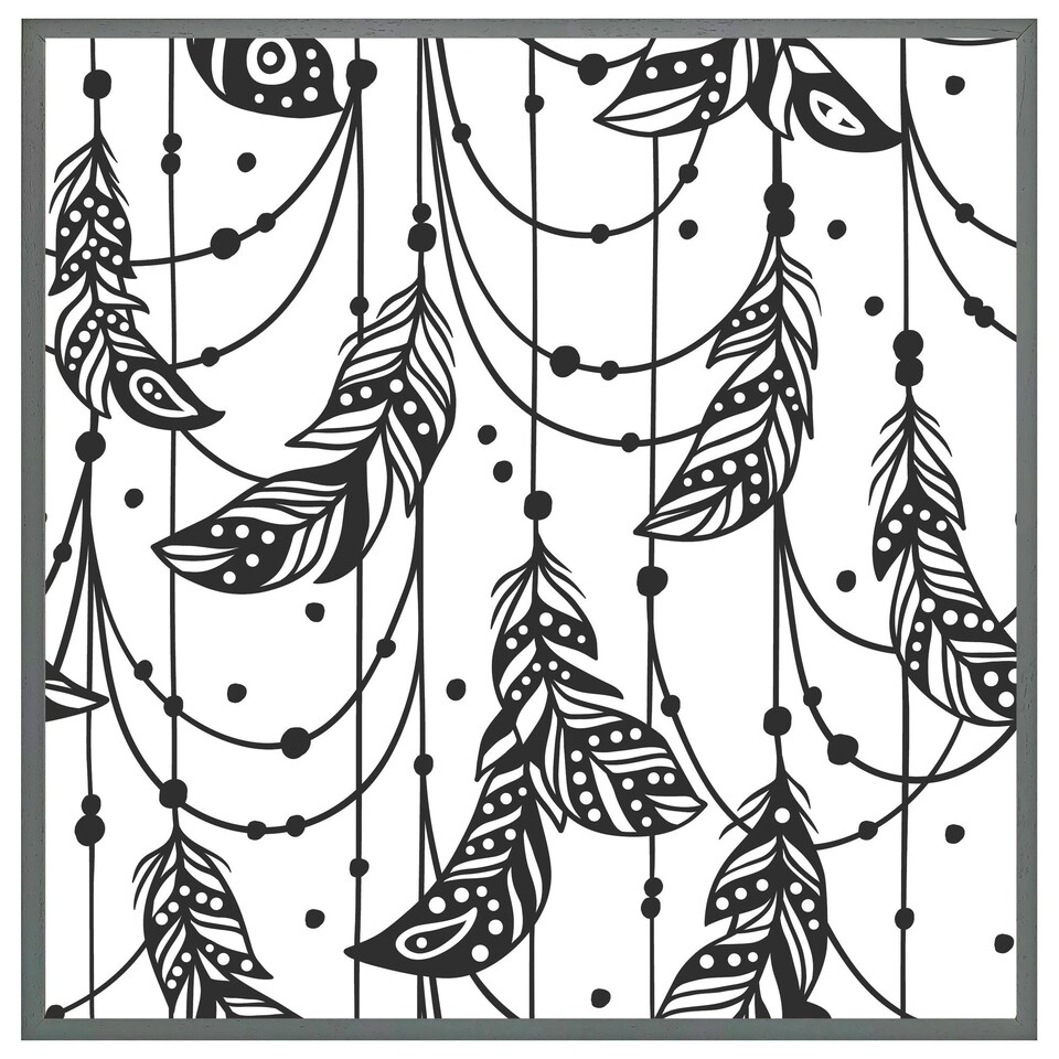 image 1 of Hand drawn bohemian chic style (Picutre Frame) Black | L