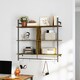 image 8 of HOMCOM Wall Shelf Unit with 4 Hooks for Living Room Rustic Brown