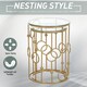 image 6 of HOMCOM Set of 2 Nesting Coffee Table, Side Tables with Glass Top, Gold Tone Gold