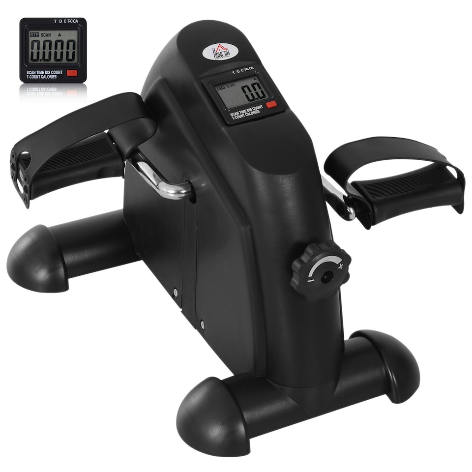 image 1 of HOMCOM Mini Exercise Bike Portable Pedal Manual Machine Indoor Fitness Black
