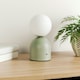 image 3 of ValueLights Marlow Dimmable Painted Green Table Lamp with White Globe Shade and Integrated LED 2W White Mix 3000K Bulb