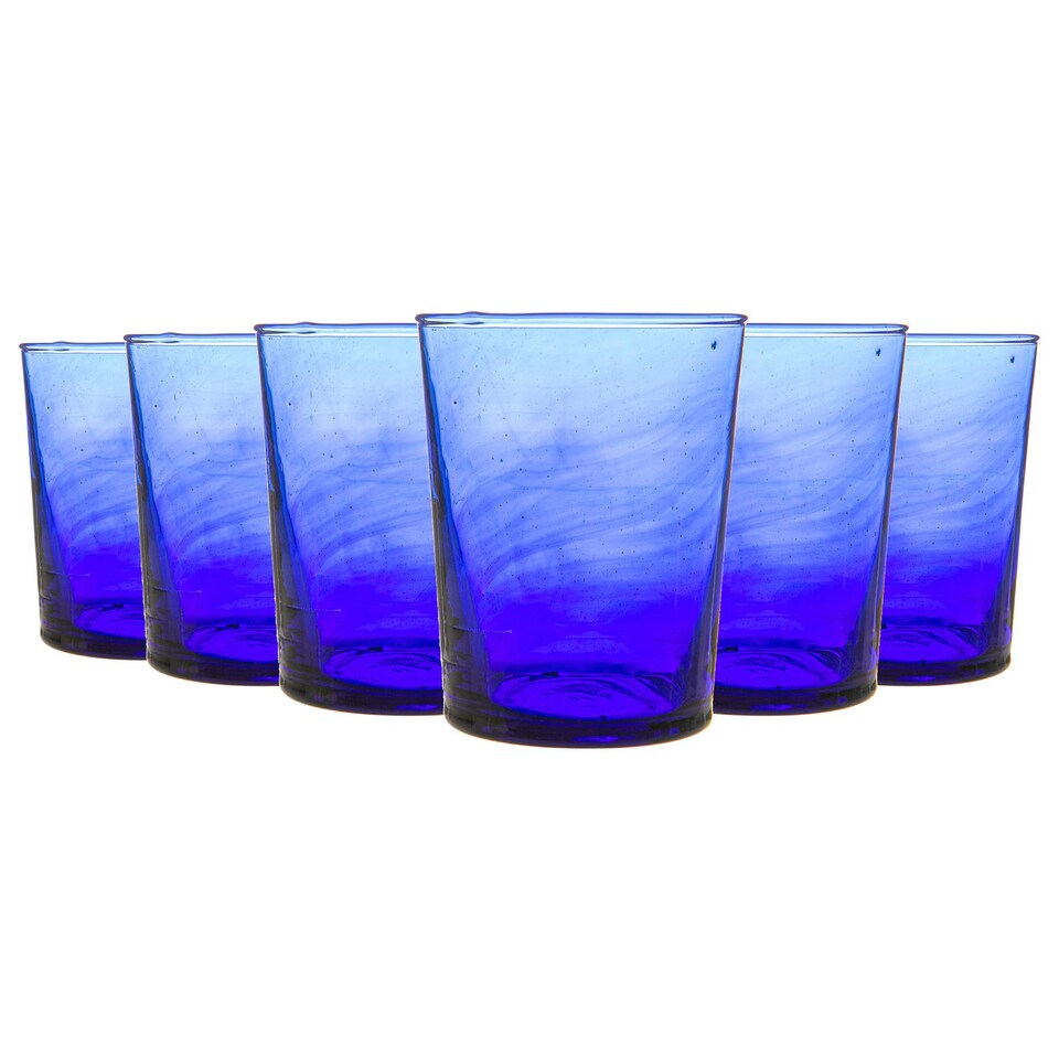 image 1 of Nicola Spring Meknes Recycled Glass Tumblers - 215ml - Blue - Pack of 6 | Blue | Blue | 6