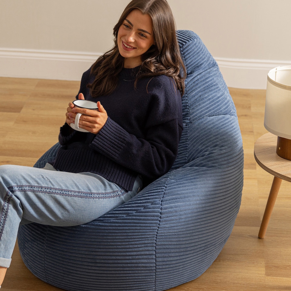 image 1 of icon Dalton Corduroy Recliner Bean Bag, Denim Blue