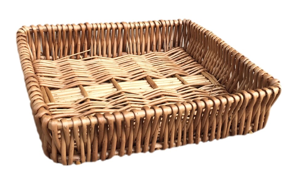 image 1 of Medium Shallow Wicker Tray | Brown | Brown | Medium