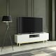 image 6 of White TV Unit 180cm Diamond Fronts Gold Legs Modern Media Cabinet White