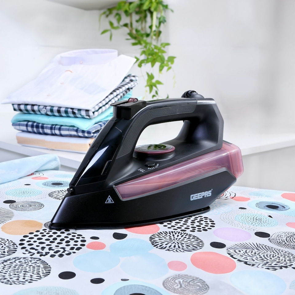 image 1 of GEEPAS Steam Iron | Clothes Dry & Steam Press, 2400W Black