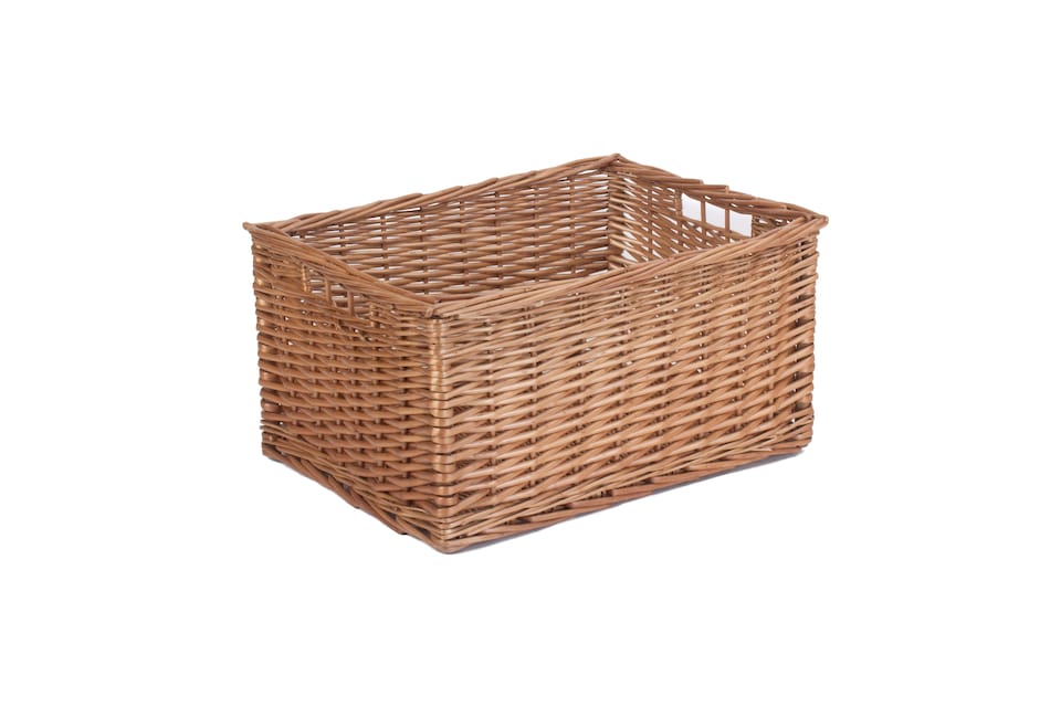 image 1 of Wicker Double Steamed Open Storage Basket Large | Brown | Brown