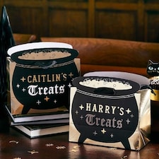 Witch's Cauldron Black & Gold Foil Customisable Halloween Party Bags - Pack of 4