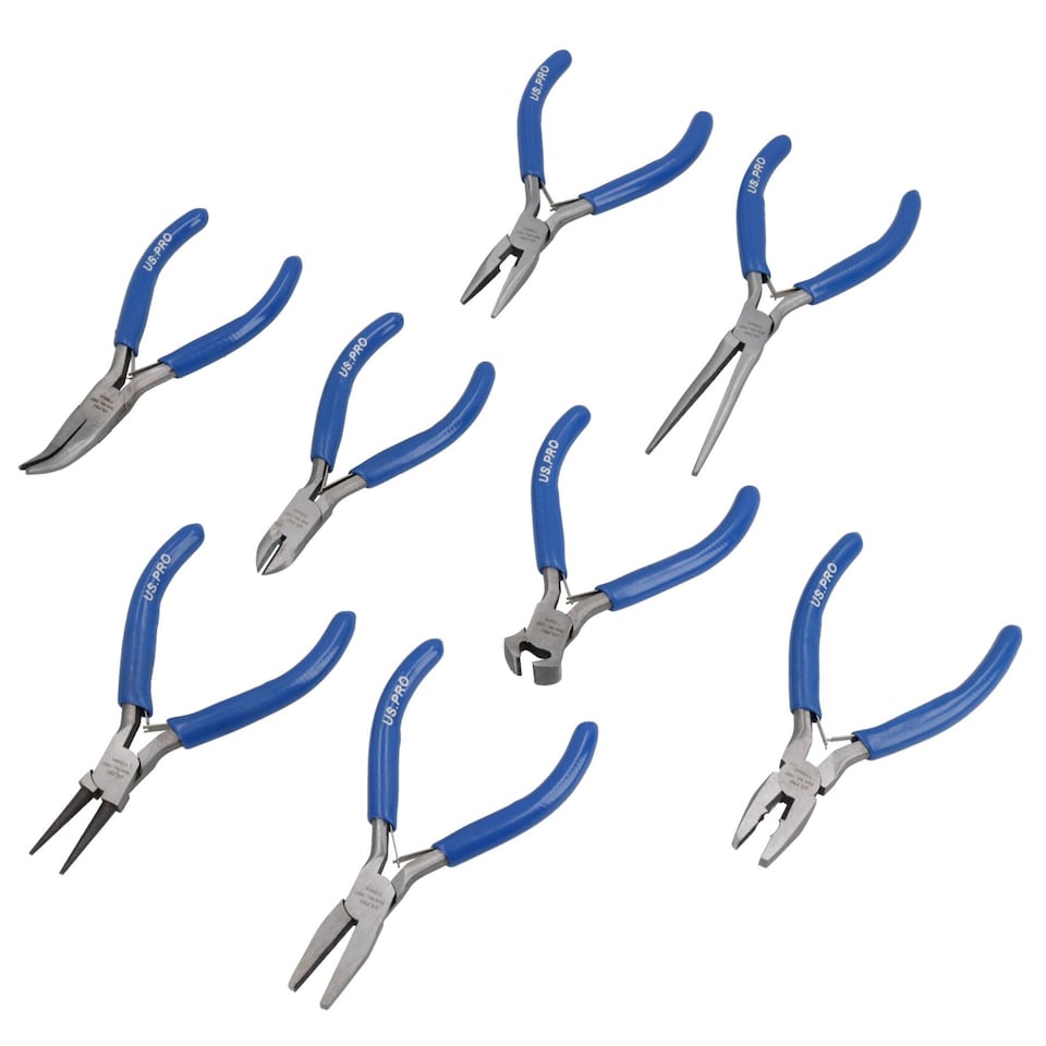image 1 of Mini Plier Set Craft Jewellery Making Cutters Long Nose Circlips Engineers 8pc Set