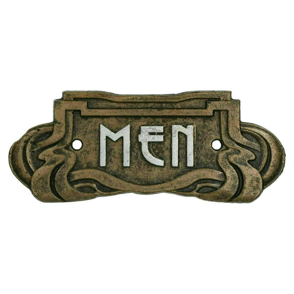 image 1 of Ladies & Men Art Nouveau Toilet Cast Iron Sign Plaque Door Wall Cafe Shop Pub