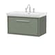 image 1 of Balterley Modern Bathroom Wall Hung Single Drawer Vanity Unit with Fireclay Basin - 3 Tap Holes | Green | Reed Green | 498 x 830 x 471mm