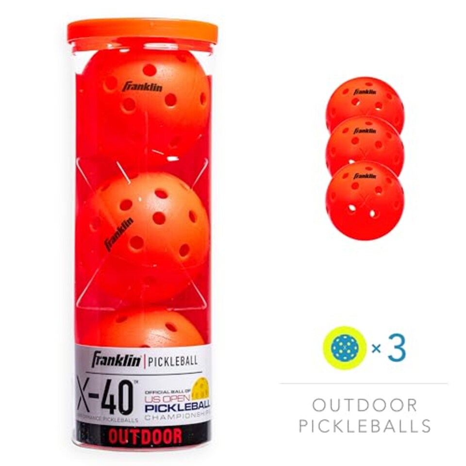 image 1 of Franklin Sports Outdoor Pickleballs - X-40 Pickleball Balls - USA Pickleball (Usapa) Approved - 3 Pack Outside Pickleballs - Ember - Us Open Ball
