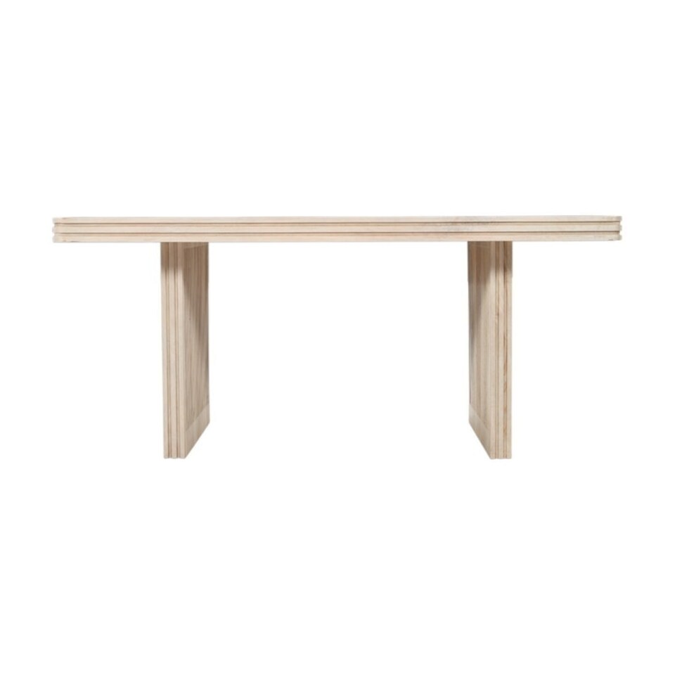 image 1 of Hudson Carved 6 Seater Dining Table - Mango Wood - L90 x W165 x H78 cm Cream