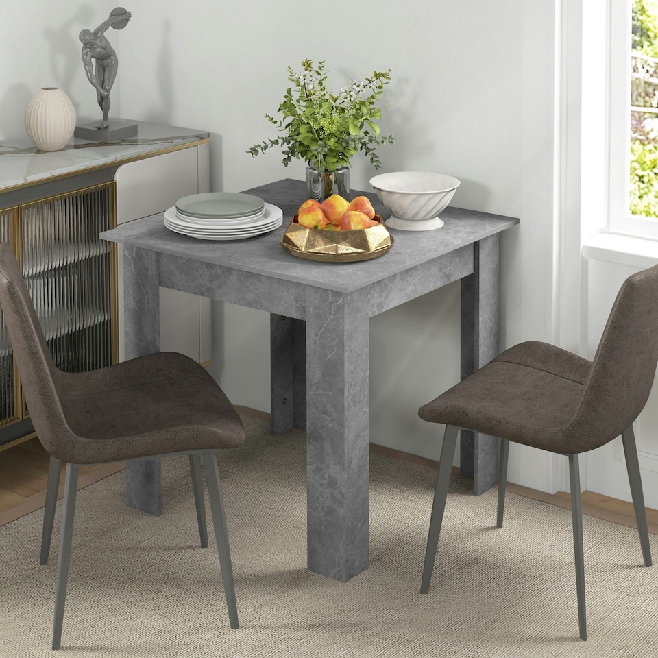 image 1 of HOMCOM Square Dining Table with Faux Cement Effect for Living Room