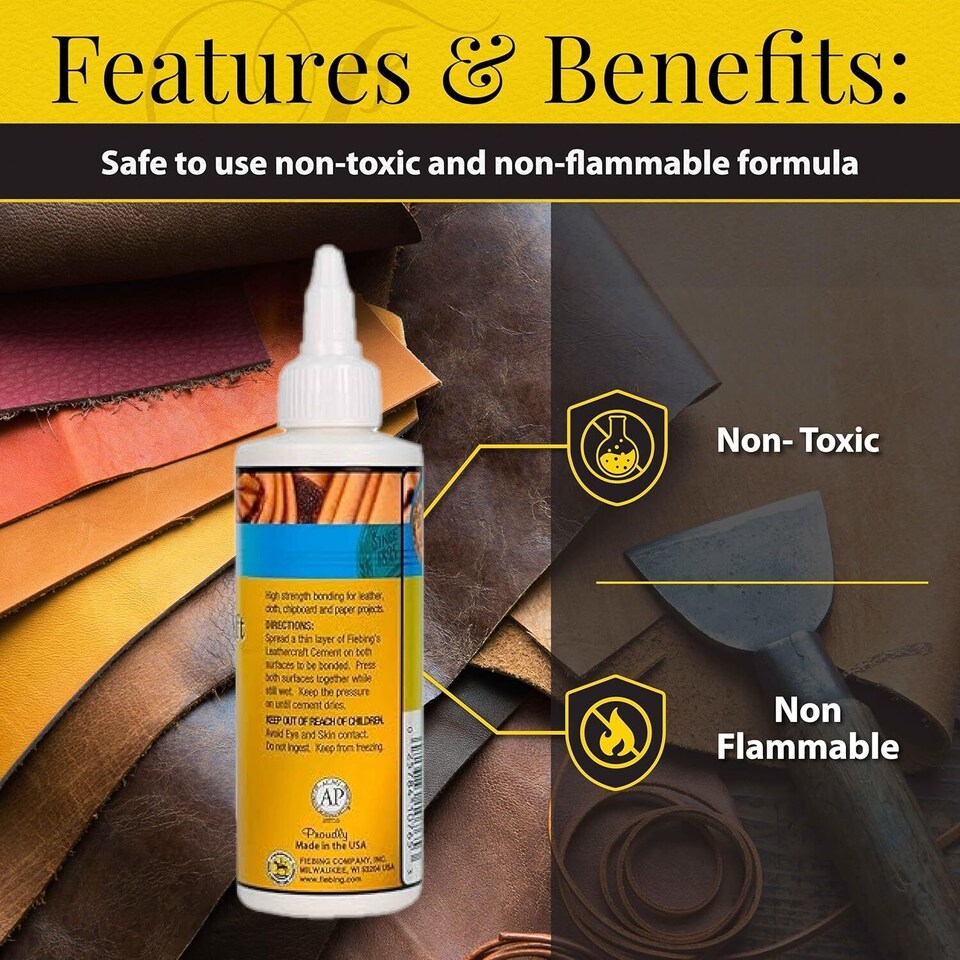 image 1 of Fiebing's Leathercraft Cement - Professional Adhesive for Leather Bonding 4oz | Clear