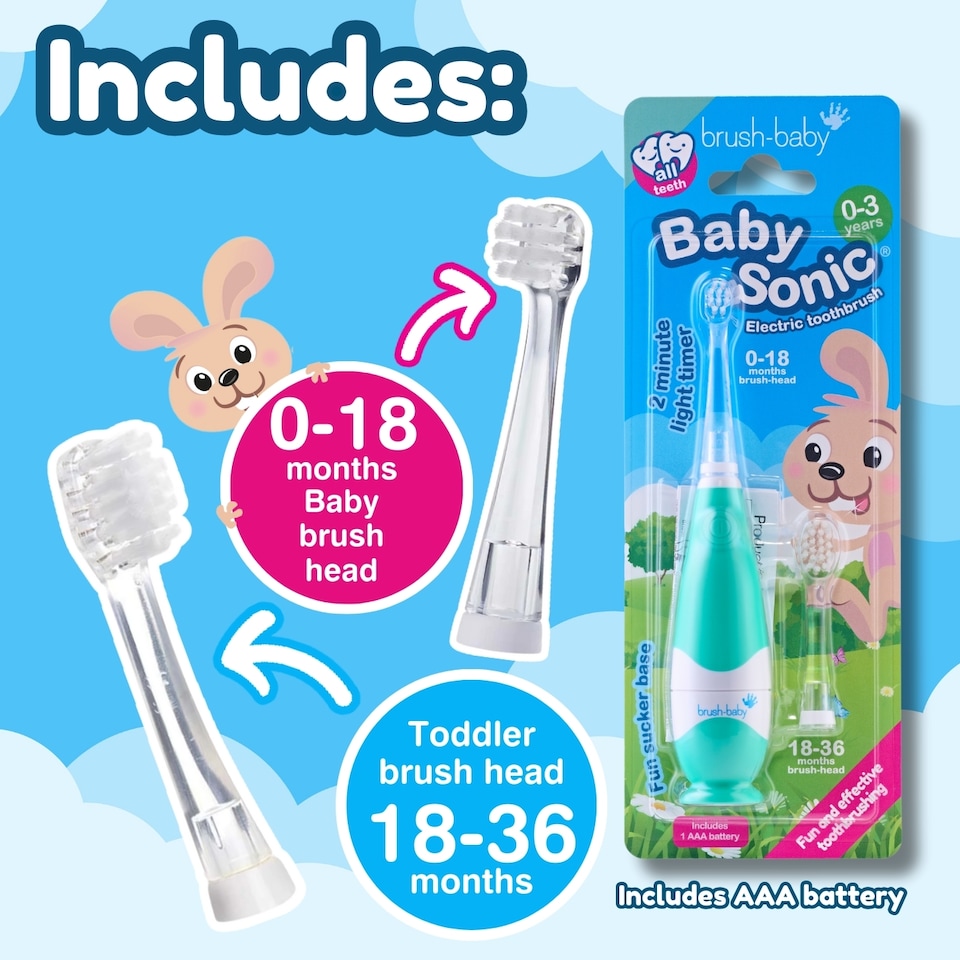 image 1 of Brush Baby BabySonic® Teal Electric Toothbrush for Toddlers