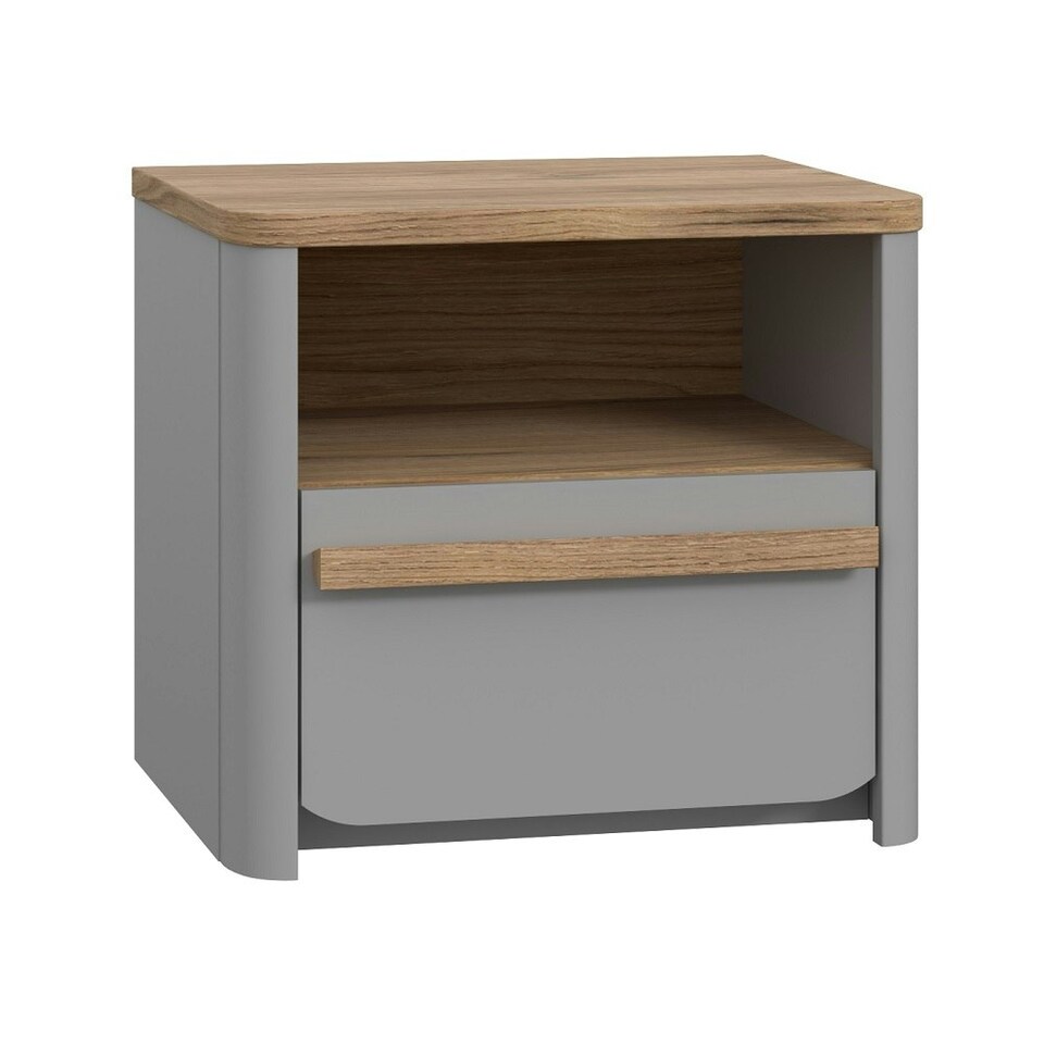 image 1 of Surfinio Grey 1 Drawer 1 Open Shelf Bedside Cabinet