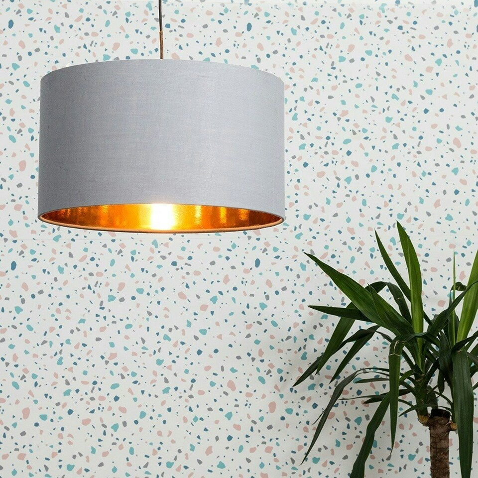 image 1 of ValueLights Reni Large Warm Grey And Gold Ceiling Pendant Shade Grey