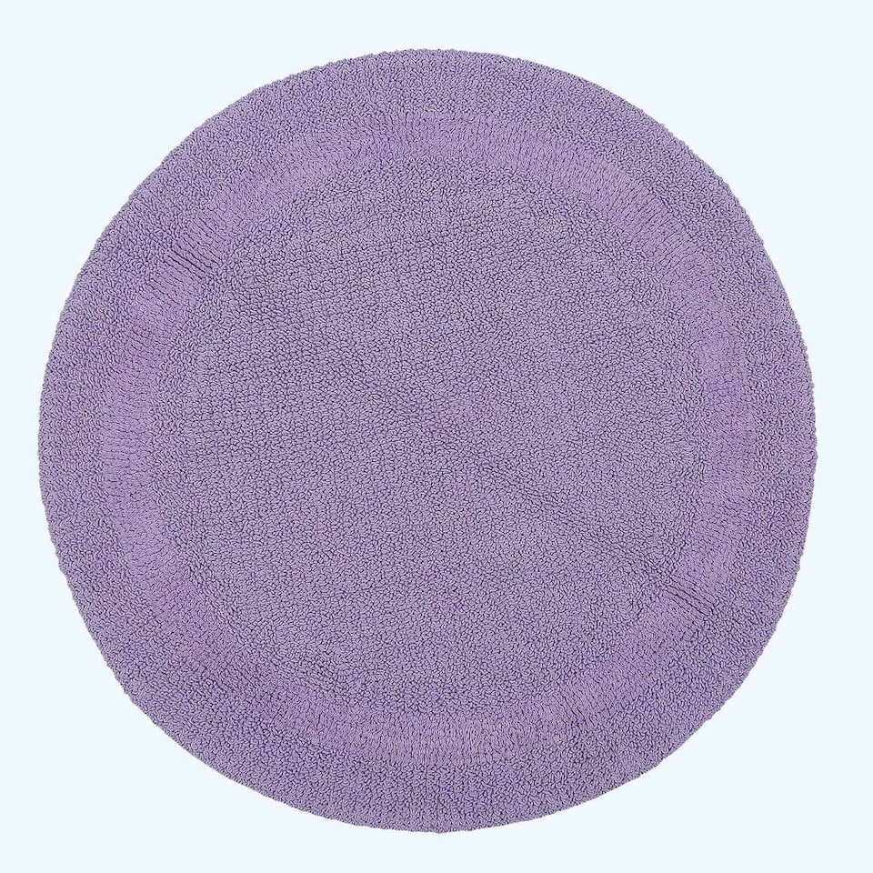 image 1 of Homescapes Luxury Reversible Round Bath Mat - Lilac Purple