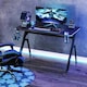 image 2 of HOMCOM Ergonomic Gaming Desk with Hook Cup Holder LED & Cable Management, Black
