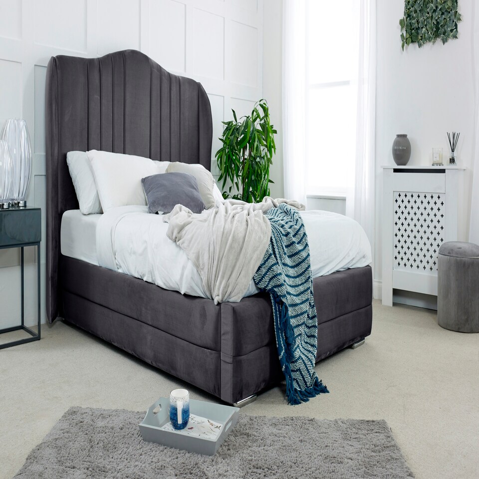 Dorridge Plush Double Bed Frame - Steel
