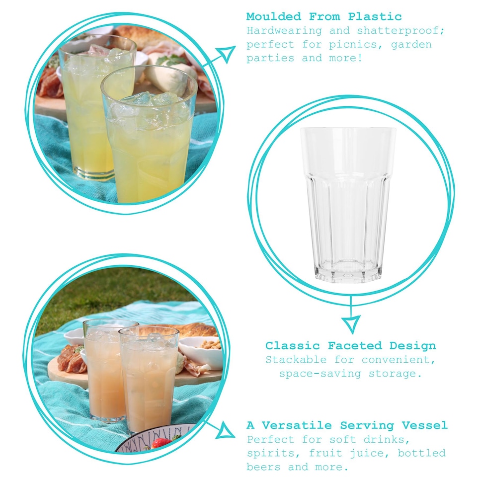 image 1 of Argon Tableware 12pc Reusable Plastic Tumblers & Highball Glasses Set | Clear | Clear