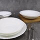 image 4 of White Opal Glass Dinner Set Plates Soup Bowls Dinnerware | White | Sophia Wavy - 24 Pcs | 24