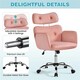 image 5 of Yaheetech Rolling Swivel Computer Chair with Adjustable Headrest Pink Pink