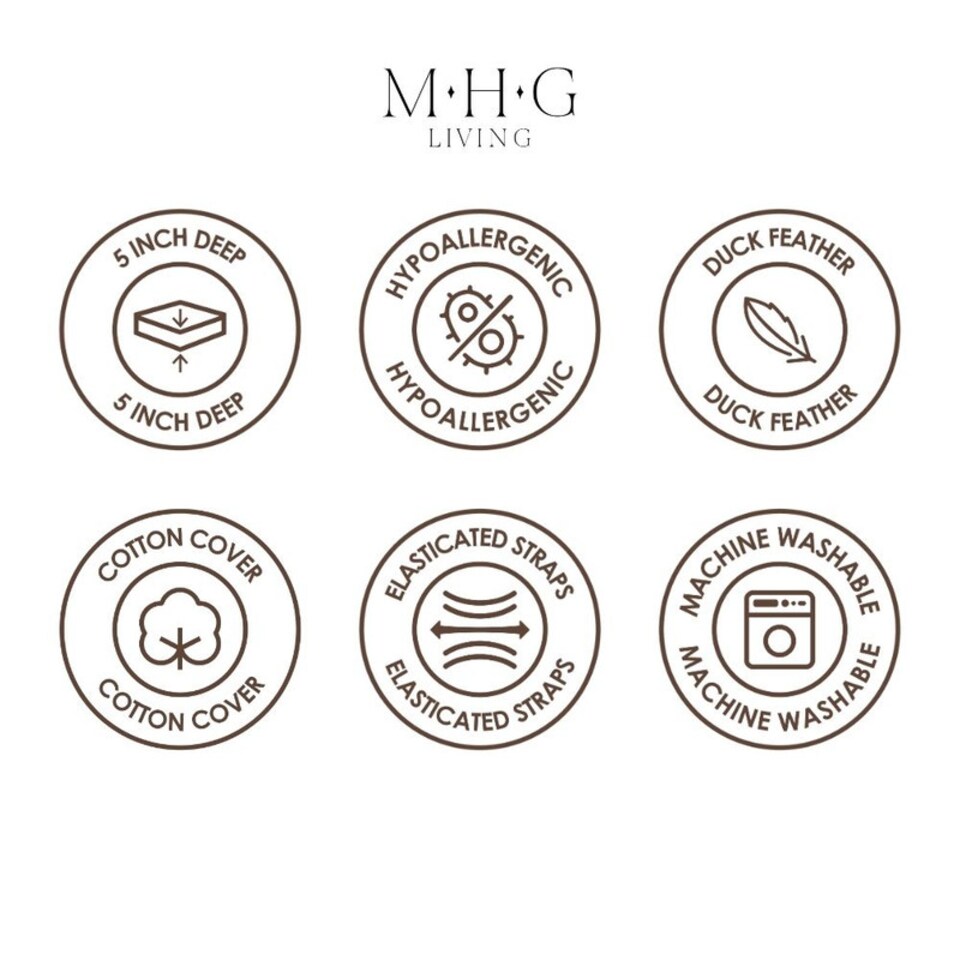 image 1 of MHG Living Duck Feather Down-Proof T233 100% Cotton Cover Mattress Topper - Single