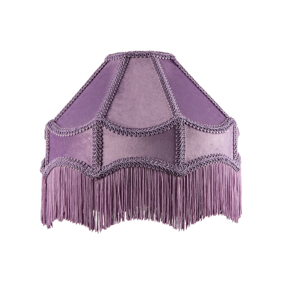 image 1 of Traditional Victorian Empire Lampshade in Soft Lilac Velvet with Tassels | Purple | 12"