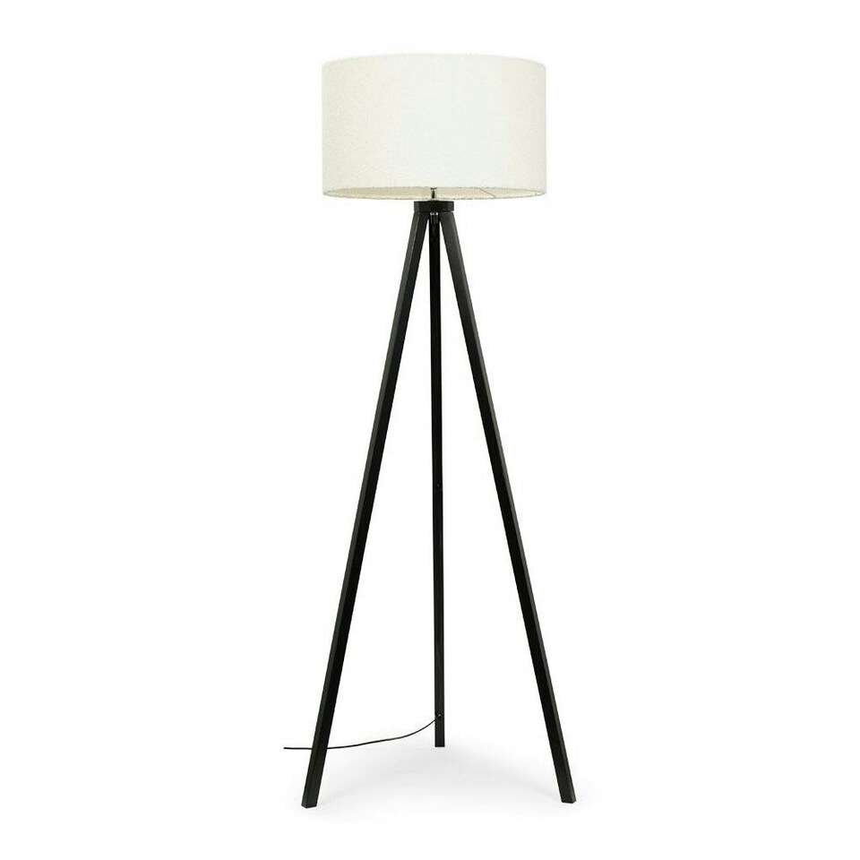 image 1 of ValueLights Barbro Black Tripod Floor Lamp Cream Boucle Shade & Bulb Cream