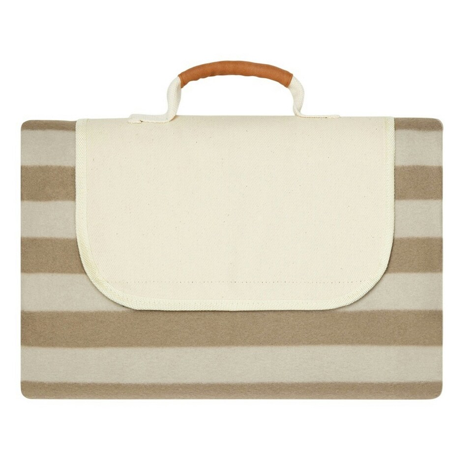 image 1 of Vinga Alba RPET Striped Picnic Blanket - Brown - 0.5cm x 110cm x 110cm Brown | 0.5cm x 110cm x 110cm