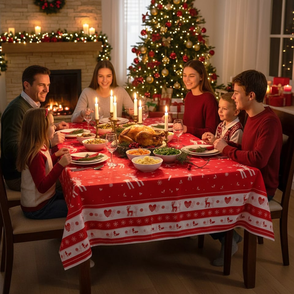 image 1 of Rectangular Christmas Waterproof PVC Table Cover - 120 x 180cm