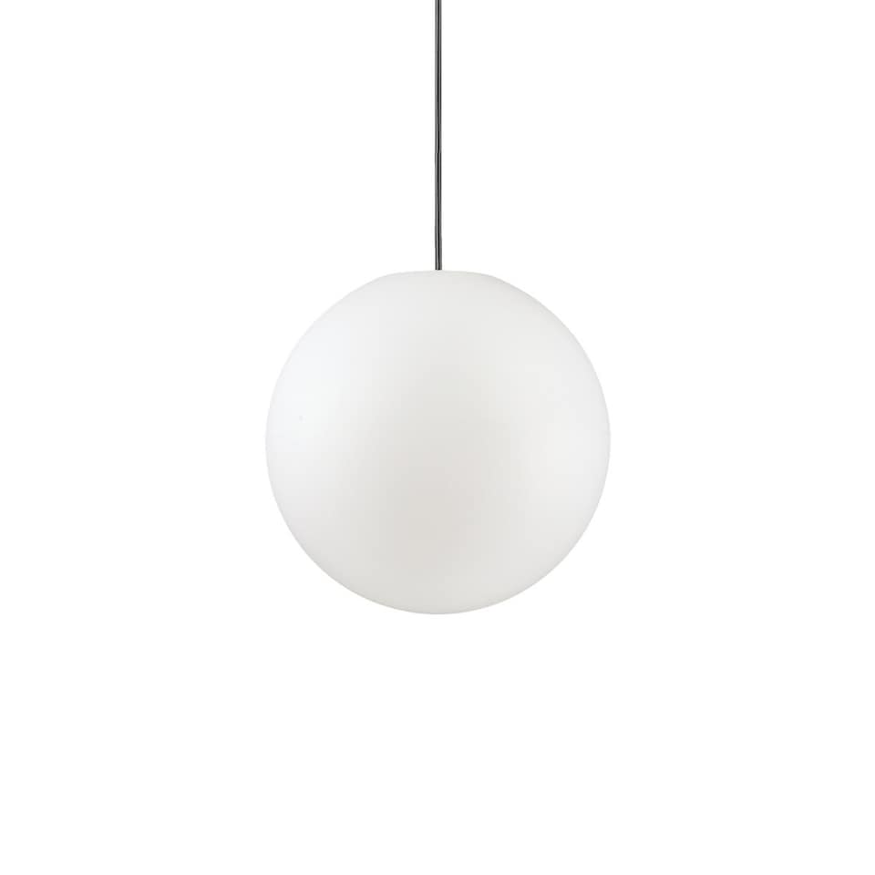 image 1 of Sole 1 Light Small Outdoor Globe Ceiling Pendant Light White IP44, E27