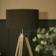 image 1 of ValueLights Clipper Painted Natural Floor Lamp with Large Charcoal Drum Shade and LED Bulb